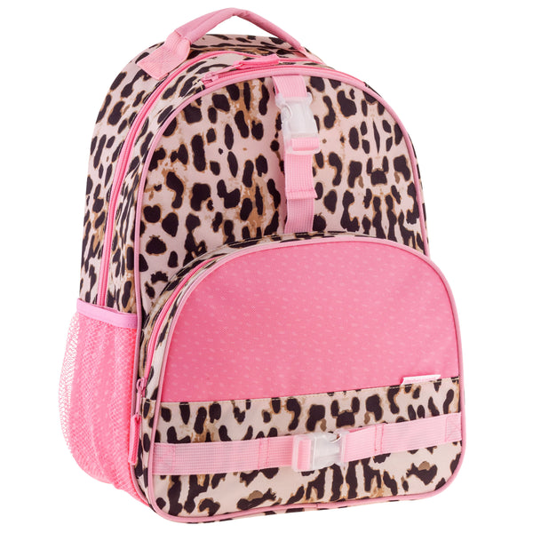Leopard all over print backpack front view