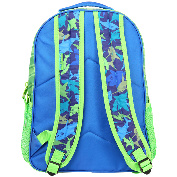 Shark all over print backpack back view