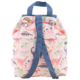 Pink dino quilted backpack for baby back view