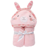 Bunny hooded bath towel for baby packaged view.