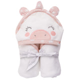 Unicorn hooded bath towel for baby packaged view