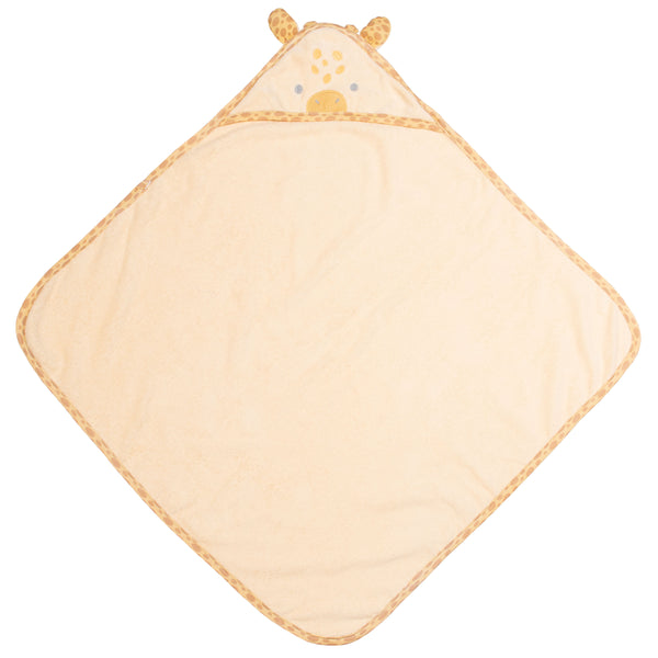Giraffe hooded bath towel for baby front view
