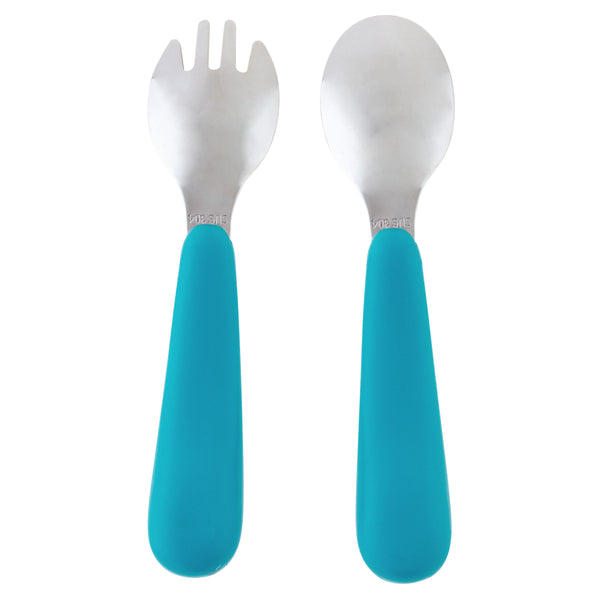 Rainbow spoon and fork sets back view