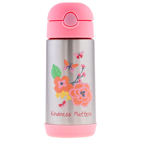 Floral Double Wall Stainless Steel Bottle Front View