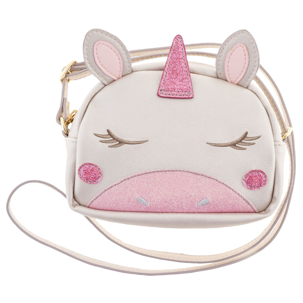 Cream unicorn fashion purse front view
