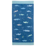 Shark beach and bath towel front view.