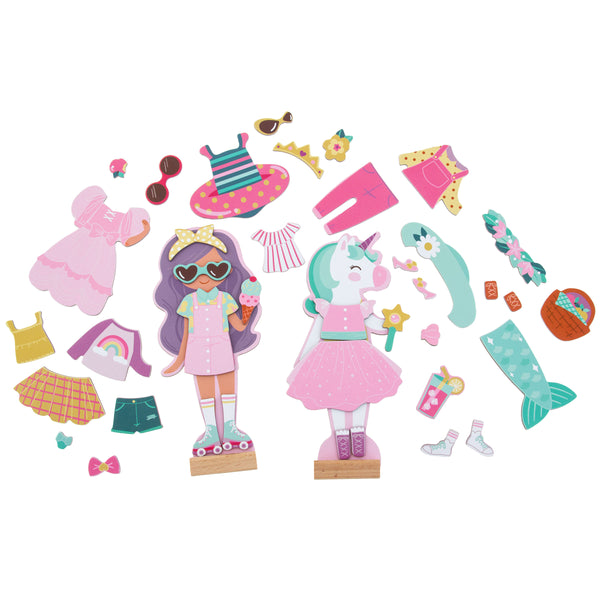 Unicorn and princess magnetic dress up box set magnetic pieces