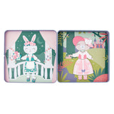 Bunny and cat travel tin magnetic dress up open view