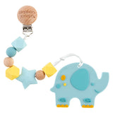 Elephant silicone teether with pacifier clip
