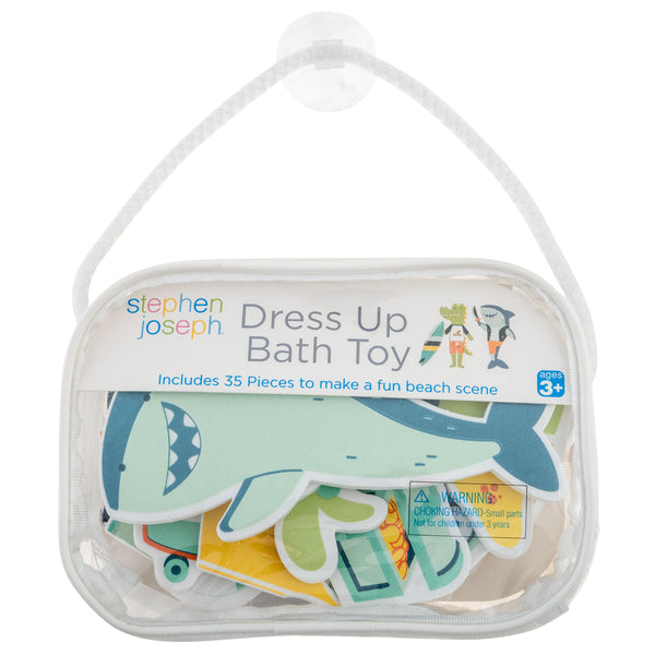 Shark/dino dress-up bath toy packaged view