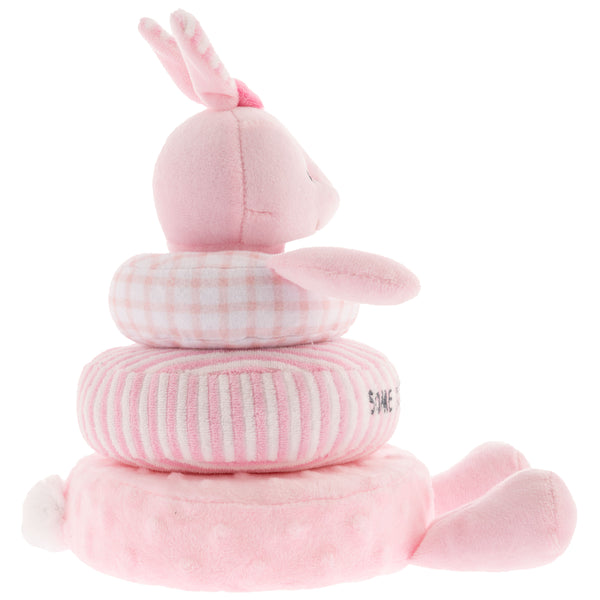 Bunny stacking and nesting plush toy side view