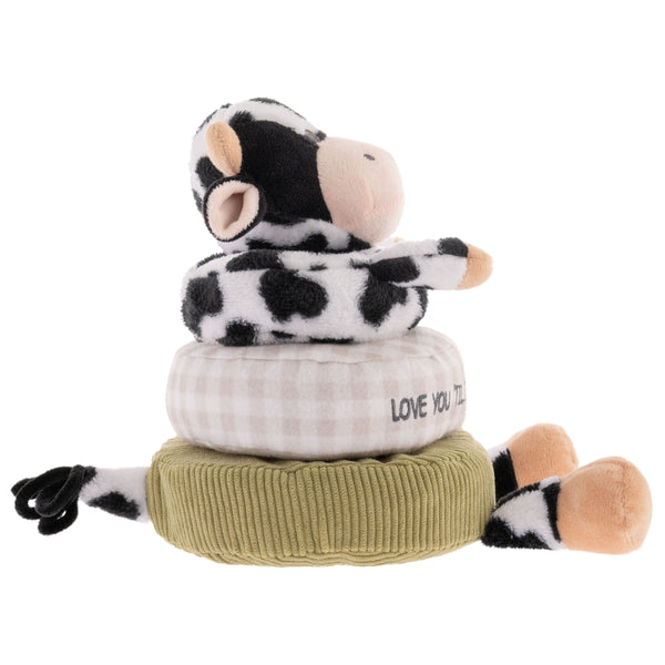 Cow stacking and nesting plush toy side view