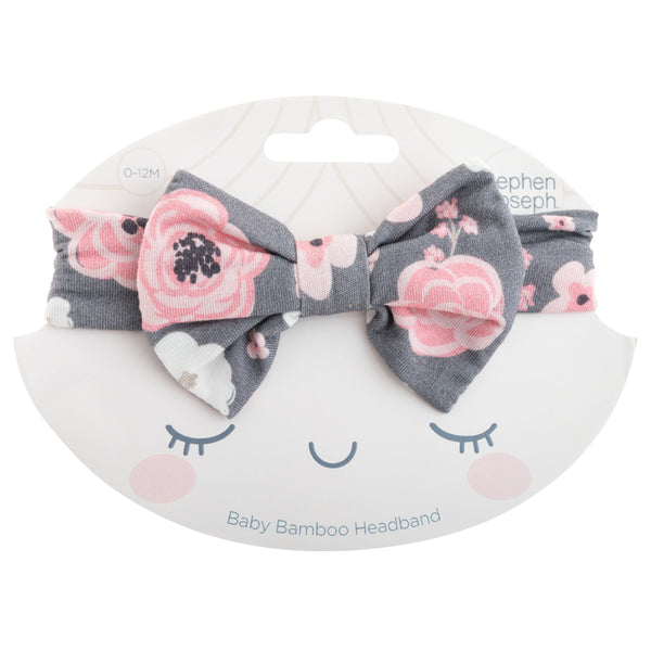 Charcoal flower bamboo headband packaging view.