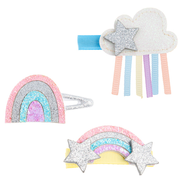 Glitter rainbow hair clips