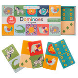 Dominoes packaging and dominoes view