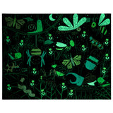 Forest bugs glow in the dark puzzle glowing view. 
