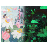 Fairy princess glow in the dark puzzle showing normal view and glow in the dark view. 