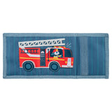 Blue firetruck wallet front open view