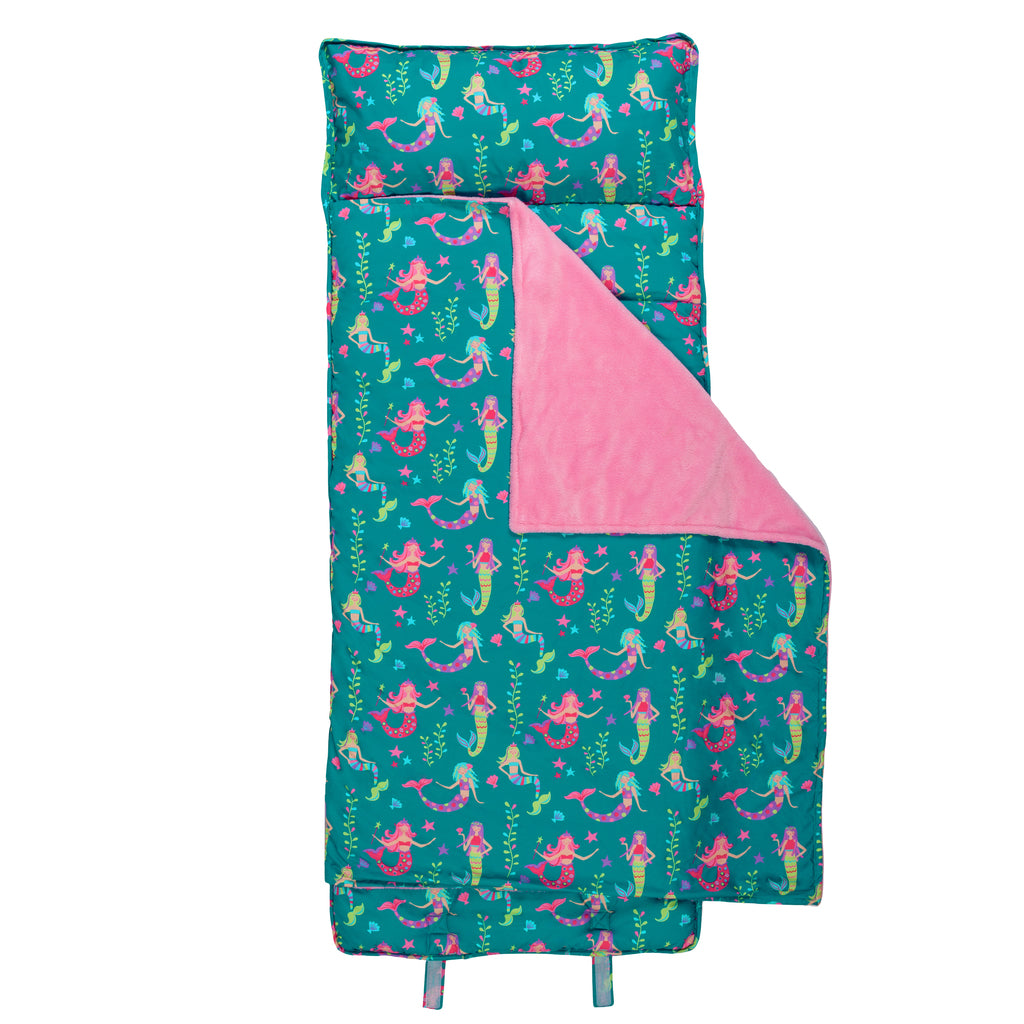 Mermaid all over print nap mat assembled view. 
