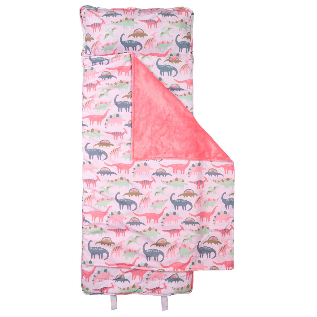 Pink Dion all over print nap mat assembled view.