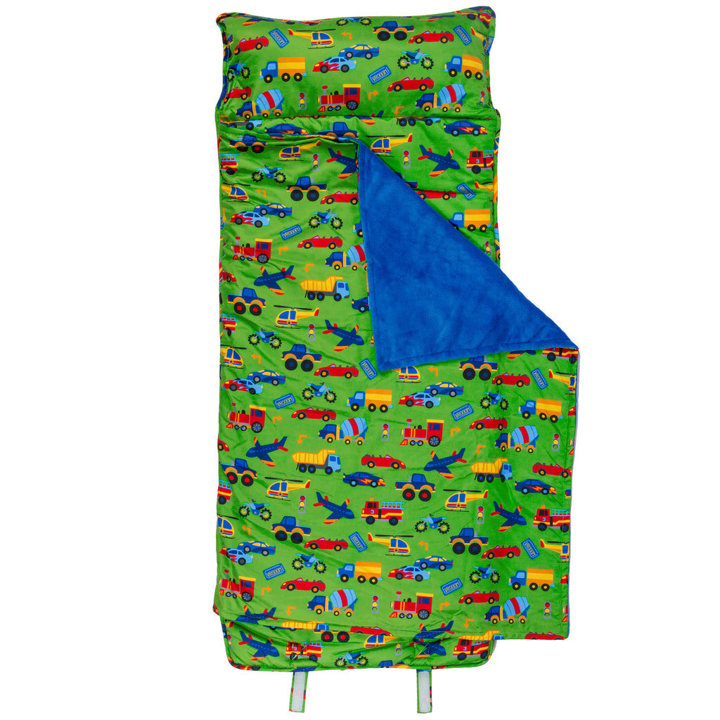 Transportation all over print nap mat assembled view.