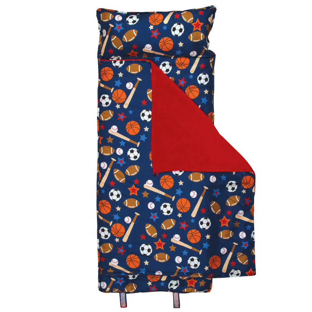Sports all over print nap mat assembled view.
