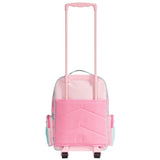 Pink unicorn classic rolling luggage back view