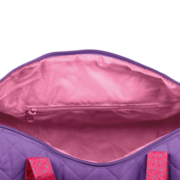 Unicorn quilted duffle inside view