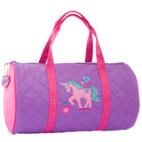 Unicorn quilted duffle front view