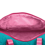 Mermaid teal quilted duffle open view