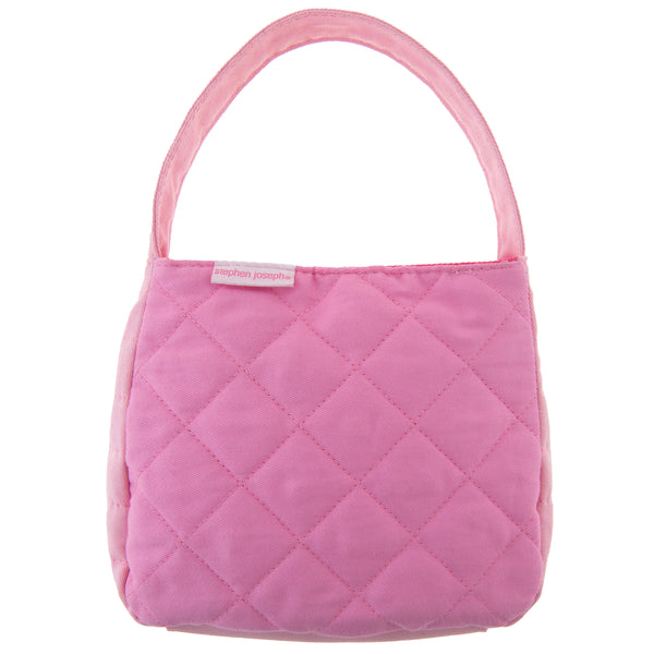 Pink unicorn quilted purse back view