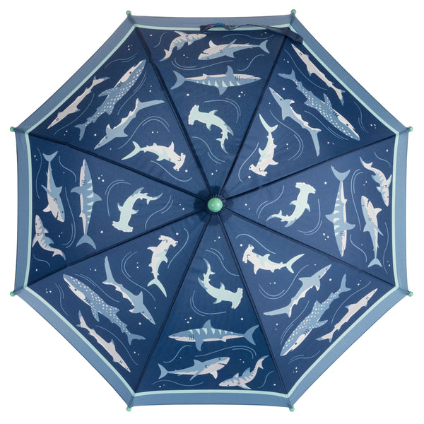 Navy shark umbrella top view