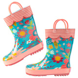 Turquoise floral rain boots