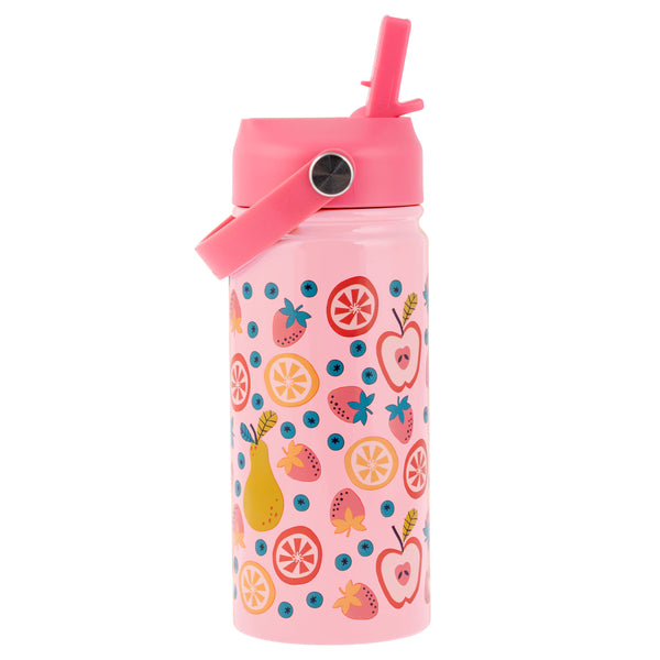 Fruit insulated stainless steel water bottle with handle