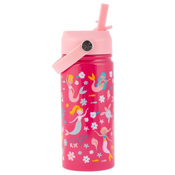 Mermaid insulated stainless steel water bottle with handle