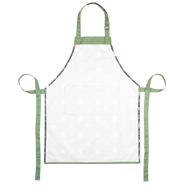Snow holiday apron back view