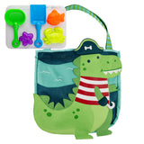 Dino pirate beach tote front view.