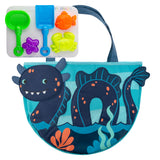 Sea monster beach tote front view.