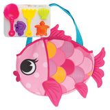 Pink fish beach tote front view.