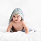 Baby wearing shark hooded bath towel for baby 
