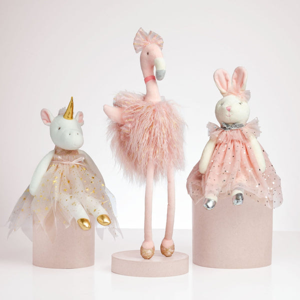 Bella bunny, fiona flamingo, lulu unicorn super soft plush dolls large