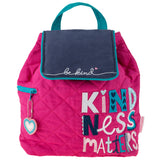 Kindness matters quilted backpack front view