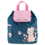 Cat-Navy quilted backpack front view