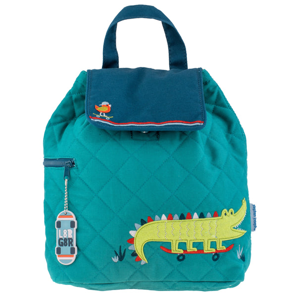 Alligator quilted backpack front view