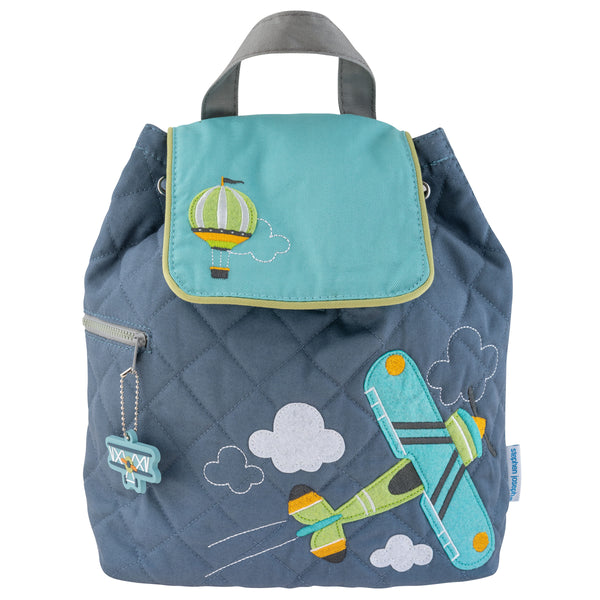 Air plane/hot air balloon quilted backpack front view