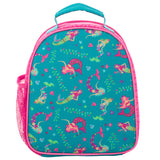 Mermaid all over print lunchbox back view. 