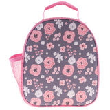 Charcoal Flower all over print lunchbox back view. 