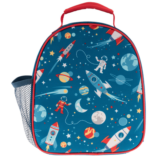 Space all over print lunchbox back view. 