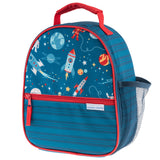 Space all over print lunchbox front view. 