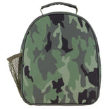 Camo all over print lunchbox back view. 